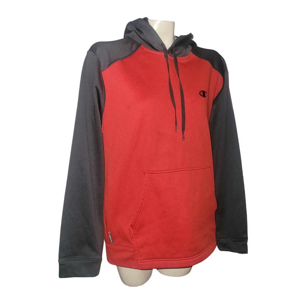 Champion Performance Hoodie Red Black Colorblock Raglan Sleeve Athletic Mens M